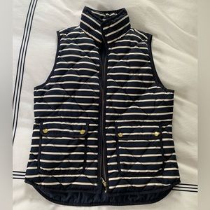 J. Crew Navy Stripe Down Vest size medium